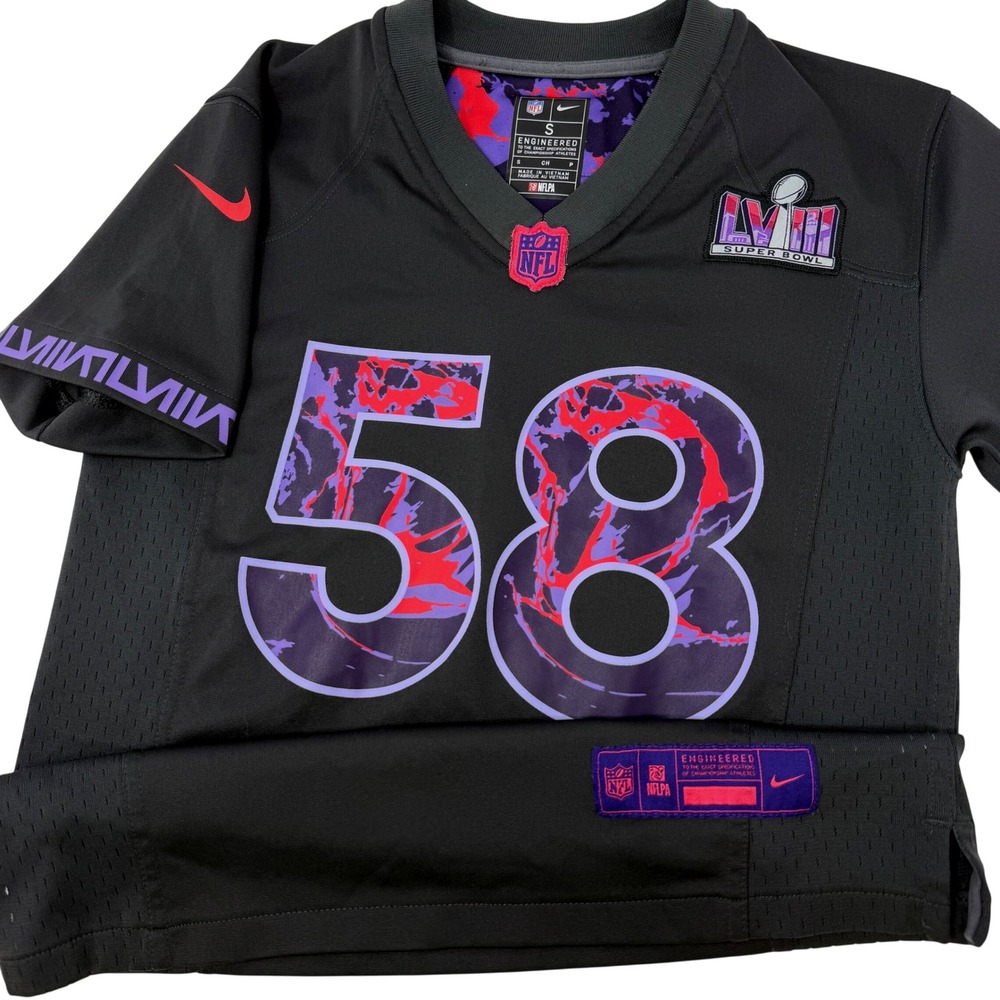 Nike NFL Super Bowl LVIII Jersey Boys Small 58 Black Purple Red NFLSGJ1ST23
